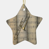 Trombone ~ Hintergrund der Notenblätter ~ Musikali Keramikornament (Links)