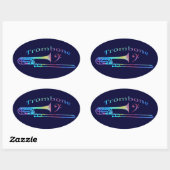 Trombone mit Bass Clef Ovaler Aufkleber (Blatt)