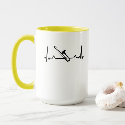 Trombone Music Heartbeat Funny Gifts Tasse (Mit Donut)
