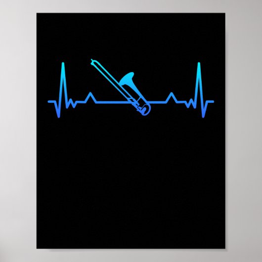 Trombone Music Heartbeat Funny Mama Gift Poster (Vorne)