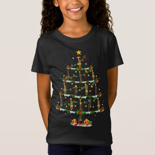 Trombone Music Lover Xmas Lighting Trombone Christ T-Shirt (Vorderseite)