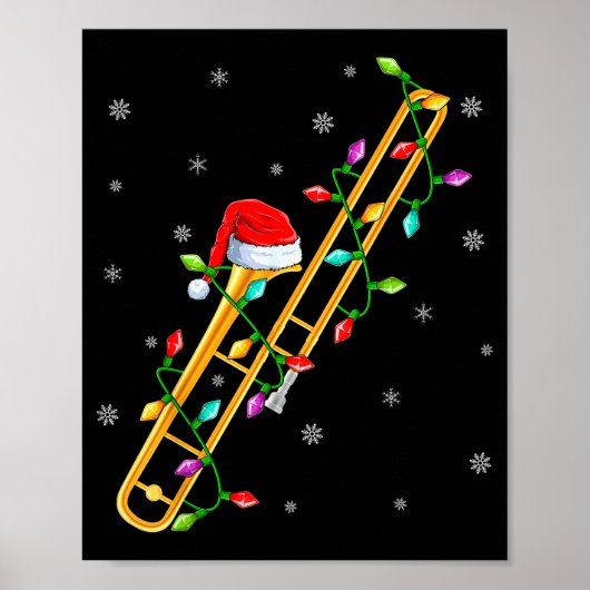 Trombone Music Lover Xmas Lights Santa Trombone Ch Poster (Vorne)