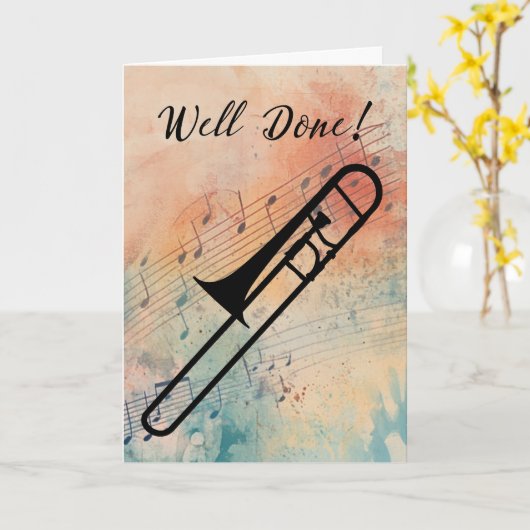 Trombone Music Performance Glückwunsch Karte (Gelbe Blume)