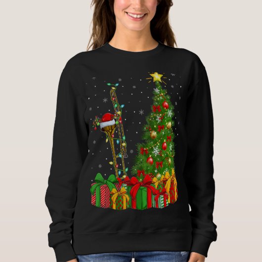 Trombone Music Xmas Holiday Weihnachten Sweatshirt (Vorderseite)