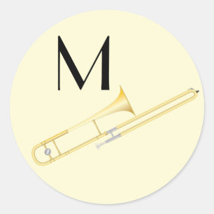 Trombone Musician Band Teacher Runder Aufkleber