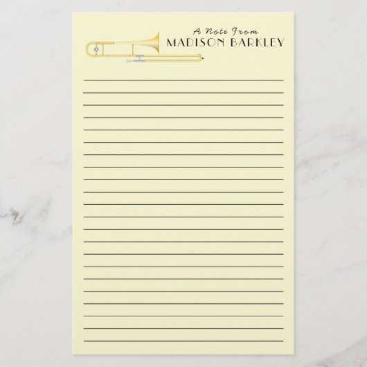 Trombone Musician Teacher Stationery Briefpapier (Vorderseite)