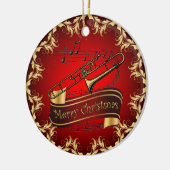 Trombone ~ Musikalische Scroll ~ Frohe Weihnachten Keramik Ornament (Links)