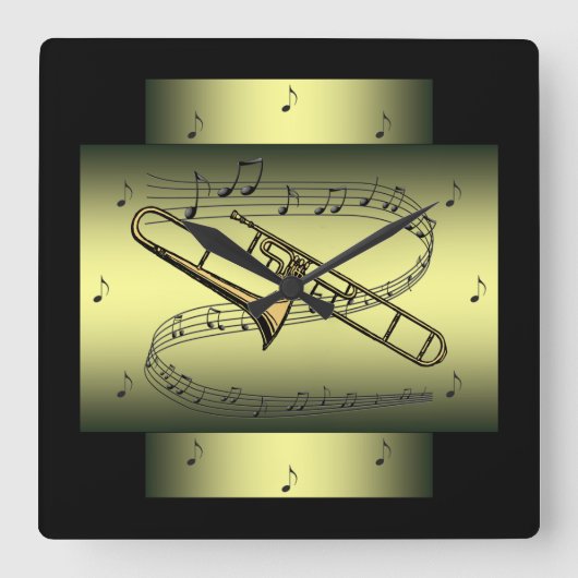 Trombone ~ Musikalischer Swirl ~ Anmerkungen ~ * Quadratische Wanduhr (Vorderseite)
