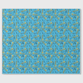 Trombone-Musiknoten Blaues Muster Geschenkpapier (Flach)