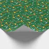 Trombone-Musiknoten Grünes Muster Geschenkpapier (Ecke)