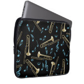 Trombone-Musiknoten Laptopschutzhülle (Vorne Rechts)