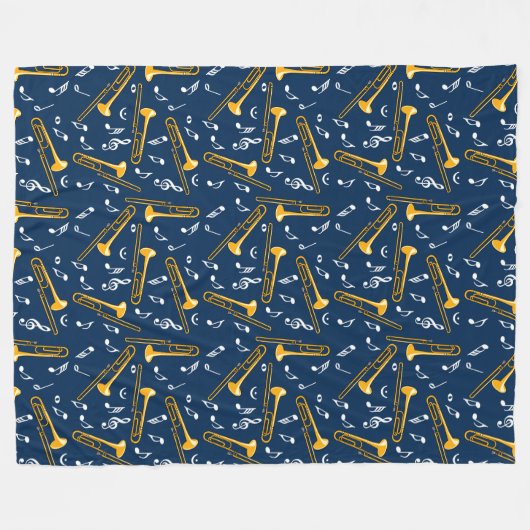 Trombone-Musiknoten-Muster Fleecedecke (Vorderseite (Horizontal))