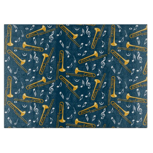 Trombone-Musiknoten-Muster Schneidebrett (Vorderseite)