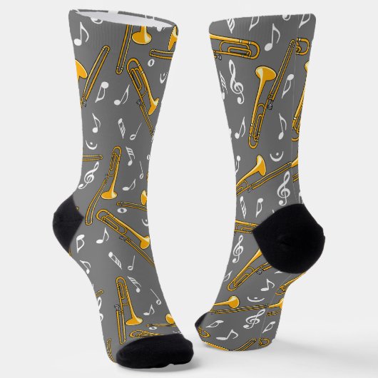 Trombone-Musiknoten-Muster Socken (Gewinkelt)