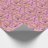 Trombone-Musiknoten rosa Muster Geschenkpapier (Ecke)