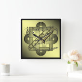 Trombone ~ Musikskala ~ Doppel-Knoten Grafik ~ Quadratische Wanduhr (Zuhause)