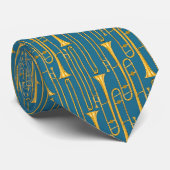 Trombone Neck Tie (blau) Krawatte (Gerollt)