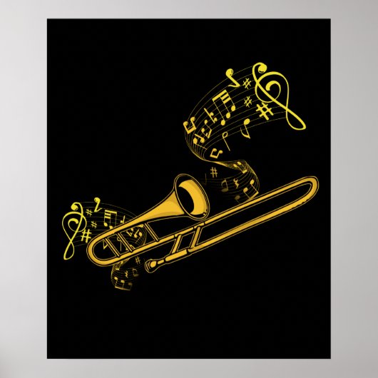 Trombone Player Brass Music Instrument Big Band Poster (Vorne)