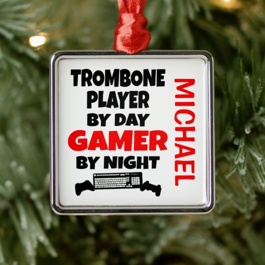Trombone Player Lieben spielen Videospiele CUSTOM Ornament Aus Metall (Baum)