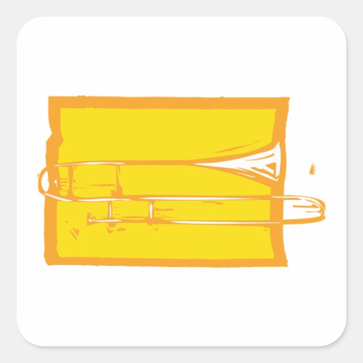 Trombone Quadratischer Aufkleber (Vorderseite)