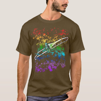 Trombone Rainbow Colors Trombonist Brass Musician T-Shirt