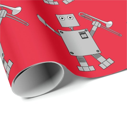 Trombone Robot Geschenkpapier (Rolleneckpunkt)