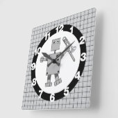 Trombone Robot Quadratische Wanduhr (Winkel)