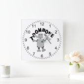 Trombone-Roboter-Text Quadratische Wanduhr (Zuhause)