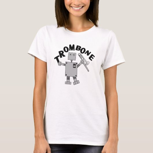 Trombone-Roboter-Text T-Shirt (Vorderseite)