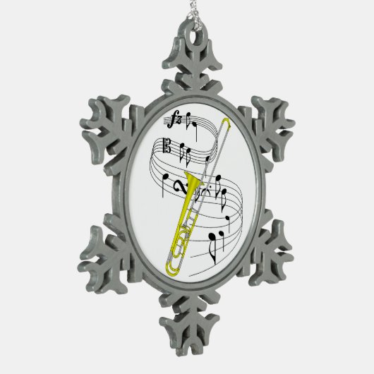 Trombone Schneeflocken Zinn-Ornament (Links)