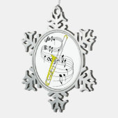 Trombone Schneeflocken Zinn-Ornament (Rechts)