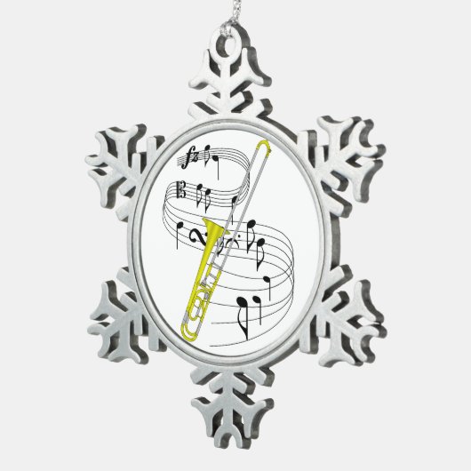 Trombone Schneeflocken Zinn-Ornament (Rechts)