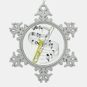 Trombone Schneeflocken Zinn-Ornament (Vorderseite)