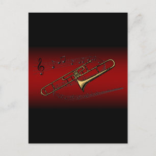 Trombone~Scrolling-Skala~Maroon und schwarzer Hint Postkarte