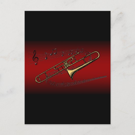 Trombone~Scrolling-Skala~Maroon und schwarzer Hint Postkarte (Vorderseite)