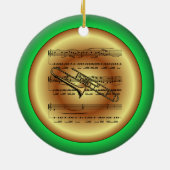 Trombone~Sheet Music~Red/Green/Gold~Christmas~ Keramik Ornament (Hinten)
