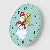 Trombone Snowman Große Wanduhr (Winkel)