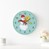 Trombone Snowman Große Wanduhr (Zuhause)