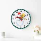 Trombone Snowman Große Wanduhr (Zuhause)