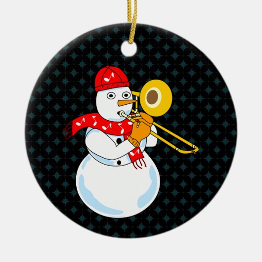 Trombone Snowman Keramik Ornament (Vorne)