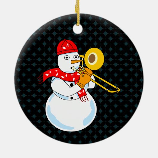 Trombone Snowman Keramik Ornament (Hinten)