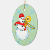 Trombone Snowman Keramik Ornament (Links)