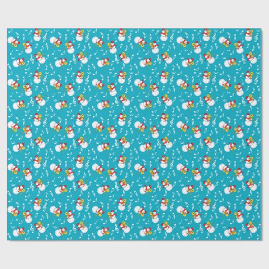 Trombone Snowman Musiknotens Pattern Geschenkpapier (Flach)