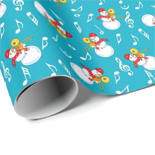 Trombone Snowman Musiknotens Pattern Geschenkpapier (Rolleneckpunkt)