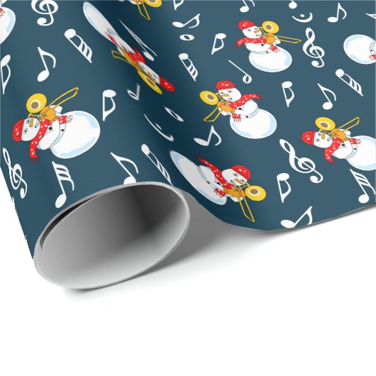 Trombone Snowman Musiknotens Pattern Geschenkpapier (Rolleneckpunkt)