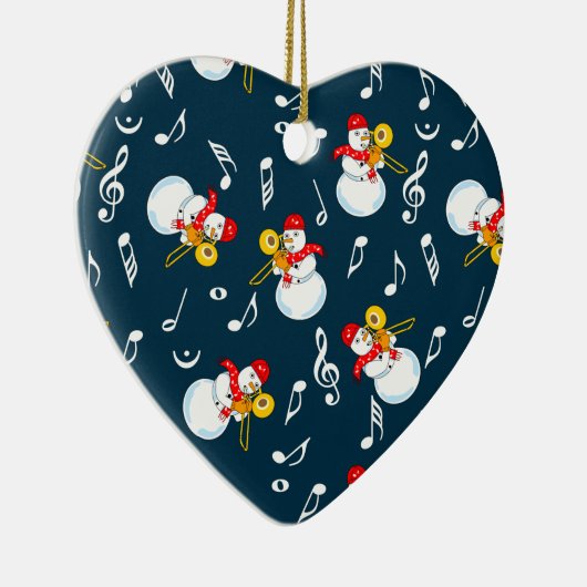 Trombone Snowman Musiknotens Pattern Keramik Ornament (Rechts)