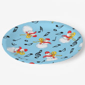 Trombone Snowman Musiknotens Pattern Pappteller (Schrägansicht)