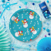 Trombone Snowman Musiknotens Pattern Pappteller (Party)