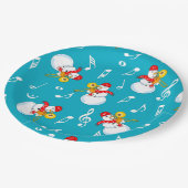 Trombone Snowman Musiknotens Pattern Pappteller (Schrägansicht)