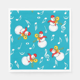 Trombone Snowman Musiknotens Pattern Serviette